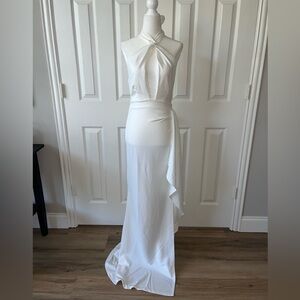 White maxi halter dress